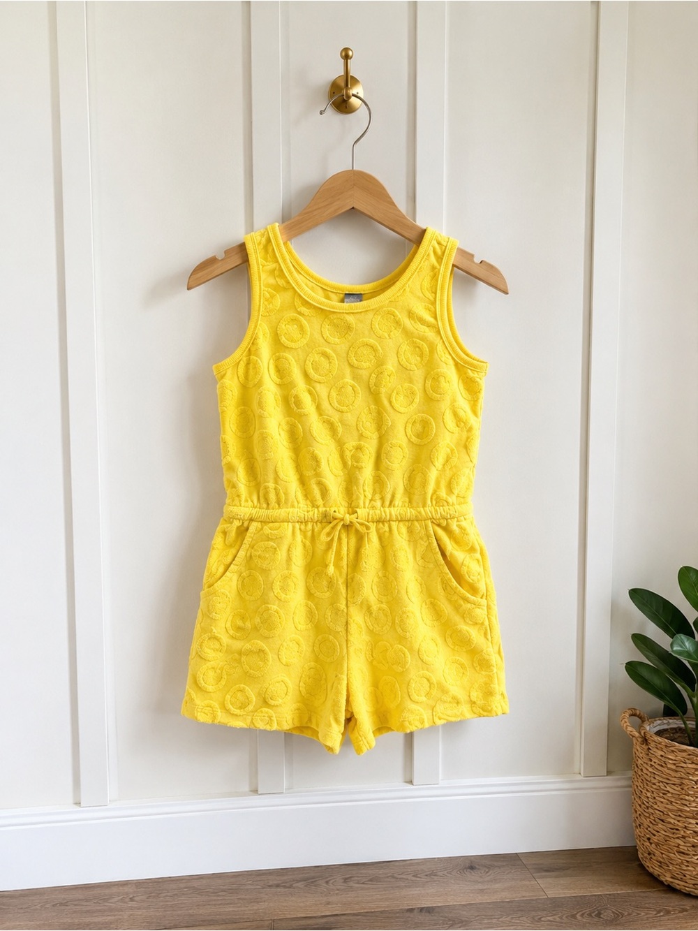 Old Navy Bright Yellow Textured Terry Sleeveless Romper